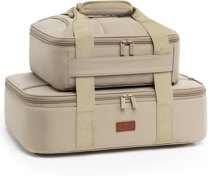 2-Piece Insulated Casserole Carrier Set, Fits 9" x 13" Baking Dish, Food Transport Carrier for Hot & Cold Dishes, Reusable Potluck Tote for Thanksgiving, Holiday Parties, Family Gatherings & Travel