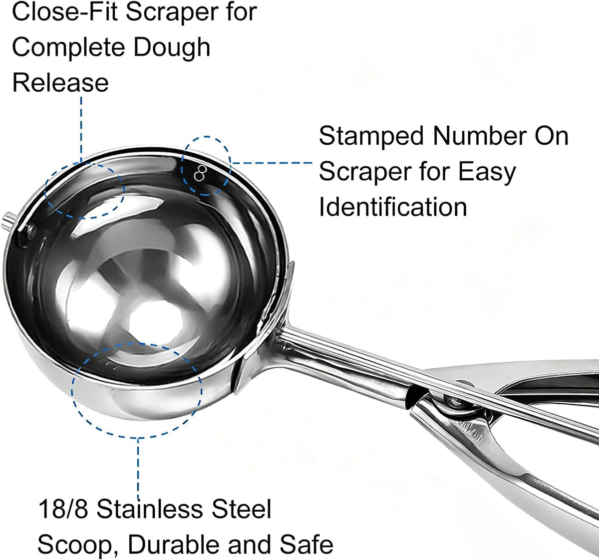 Saebye 4 oz Scoop, Large Ice Cream Scoop with Trigger, #8 Cookie Scoop,