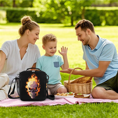 cfpolar Skull Skateboard Lunch Box for Boys Girls, Insulated Lunch Bags for Kids Reusable Mini Cooler Lunch Tote Lunchbox Thermal Meal Tote Kit with Shoulder Strap for Work School Picnic