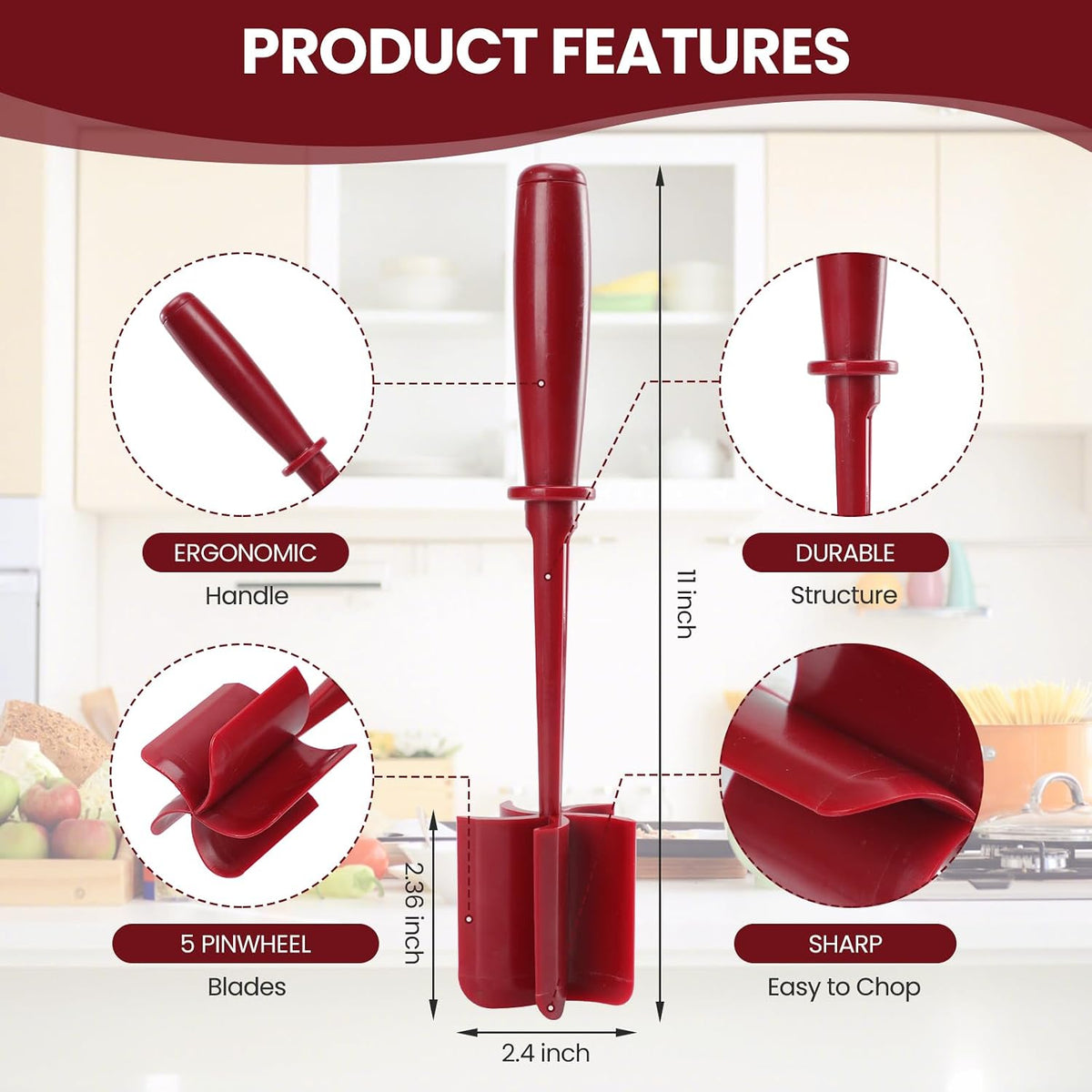 CUNSENR Meat Chopper, Ground Beef Masher, Hamburger Smasher Tool, Black