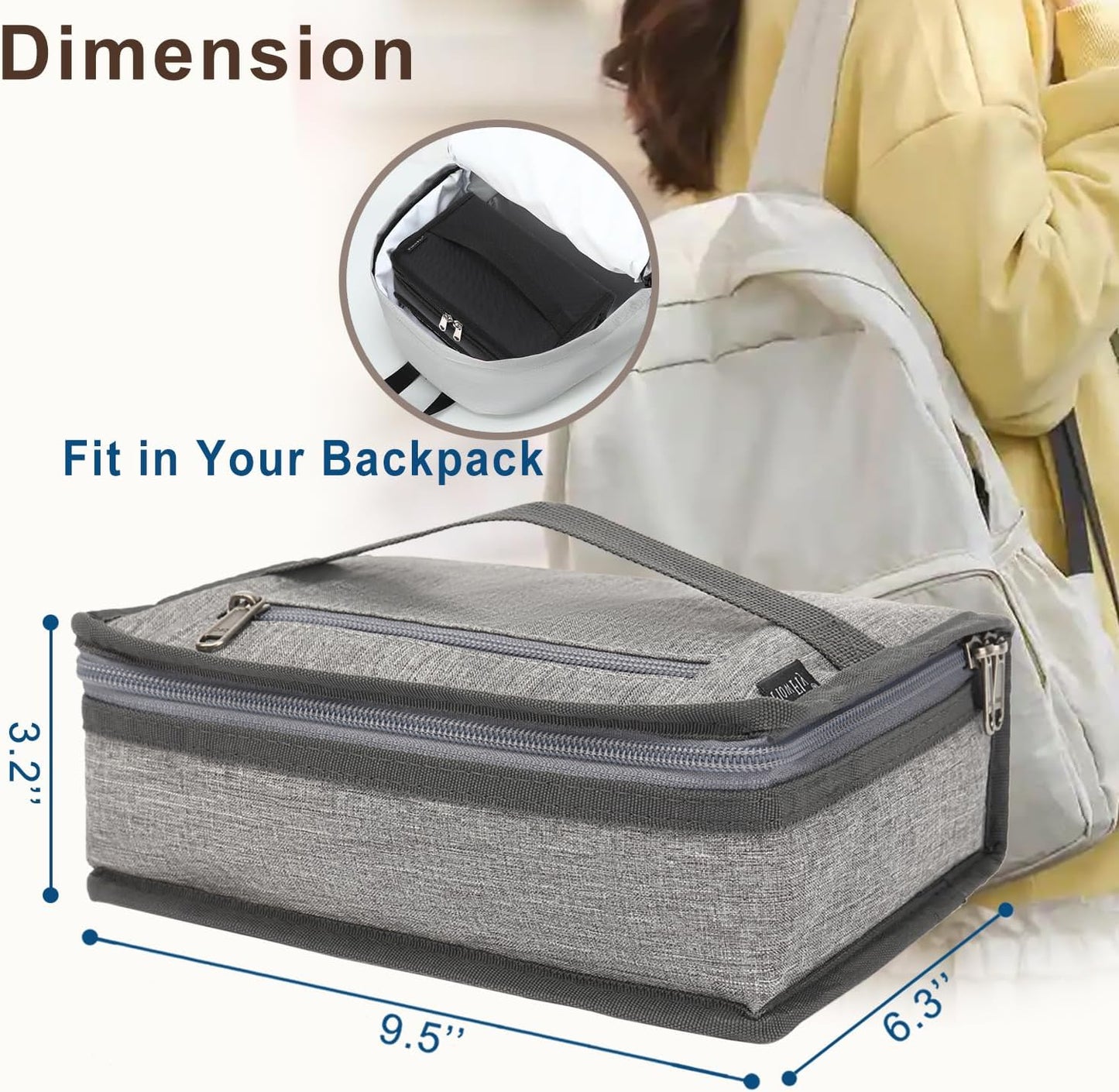 FlowFly Small Insulated Lunch box Portable Soft Bag Mini Cooler Thermal Meal Tote Kit with Handle for Work & School, Black