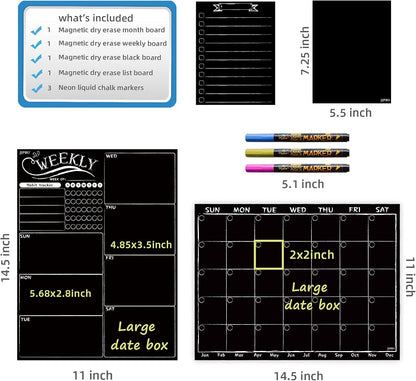 JJPRO Magnetic Dry Erase Menu and Chore Chart Blackboard for Fridge-Weekly Meal Planner Chalkboard,Behavior Chart Chalkboard for Multiple Kids with Notepad Blackboard