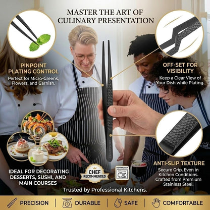 Cooking Tweezers, Chef's Tweezers Tongs, Universal for all kinds of cooking, steak, plating, pasta and many other scenarios (1PC Set)