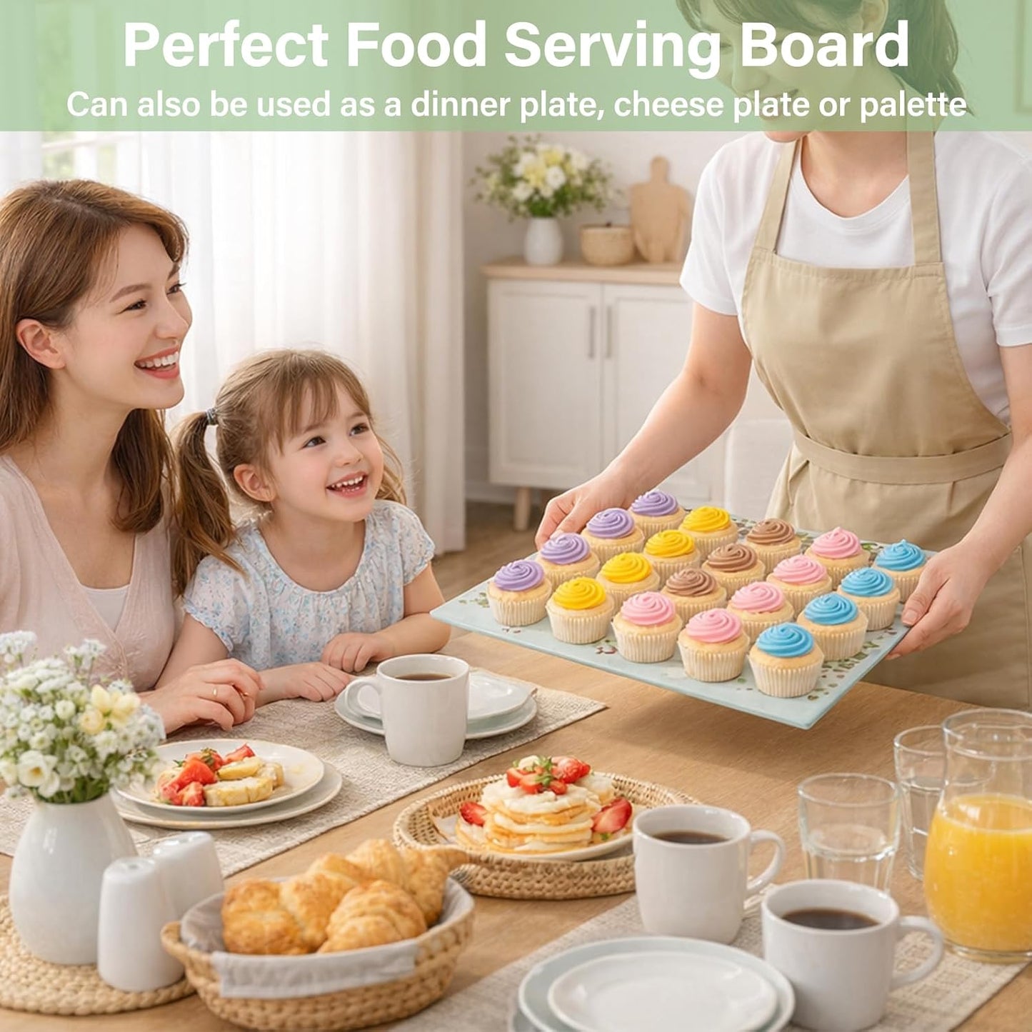 WRINGKIT Set of 2 Floral Tempered Glass Cutting Board, 12x16" Chopping Board with Non-slip Feet, Large Glass Kitchen Countertop Protector, Food Prep Serving, Scratch-Resistant, Easy to Clean