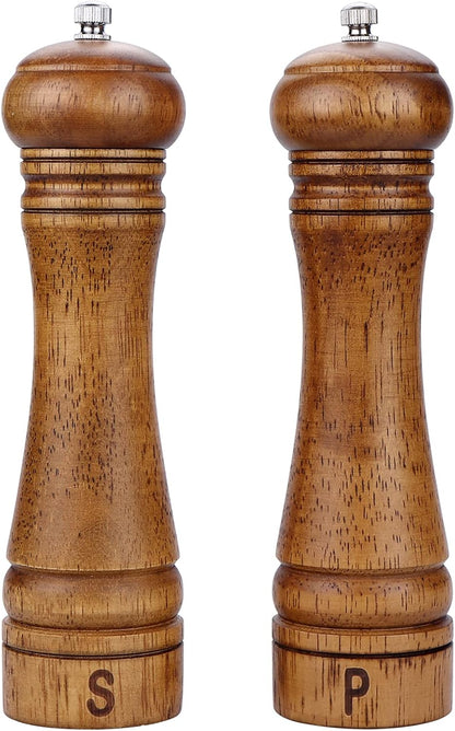 Gulex Wood Pepper Grinder Pepper Mill Adjustable Coarseness 8 Inch Retro