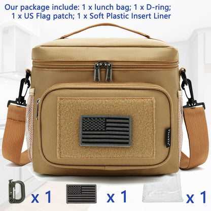 FlowFly Lunch Bag, Insulated Cooler, Thermal Lunch Box Tote with MOLLE/PALS Webbing, Adjustable Padded Shoulder Strap, for Tactical Men Women Adults and Boys Girls Kids (Cyan, Medium)