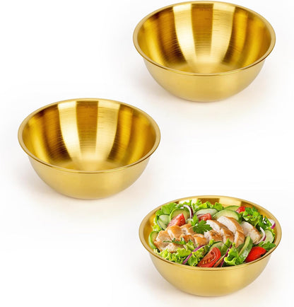 3-Piece Stainless Steel Mixing Bowls (7.1") Metal Bowl Set with Measurement Marks, Dishwasher Safe & Stackable - Perfect for Baking, Salad Making, Meal Prep and Kitchen Use