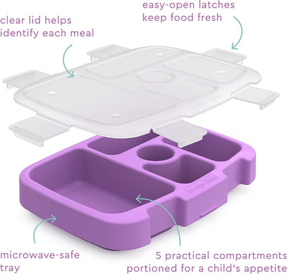 Bentgo® Kids Prints Tray with Transparent Cover - Reusable, BPA-Free, 5-Compartment Meal Prep Container with Built-In Portion Control for Healthy Meals At Home & On the Go (Mermaids in the Sea)