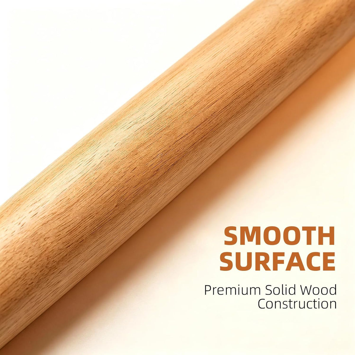 French Tapered Rolling Pin for Baking, 17 Inch Solid Wood