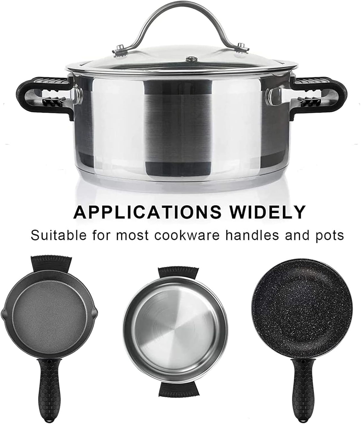 4 Pcs Non-Slip Silicone Hot Handle Holder & Assist Grips, Potholder for Cast Iron Skillets, Heat Resistant Handle Cover Sleeve for Frying Pans, Casserole, Cookware Handles, Lake Blue