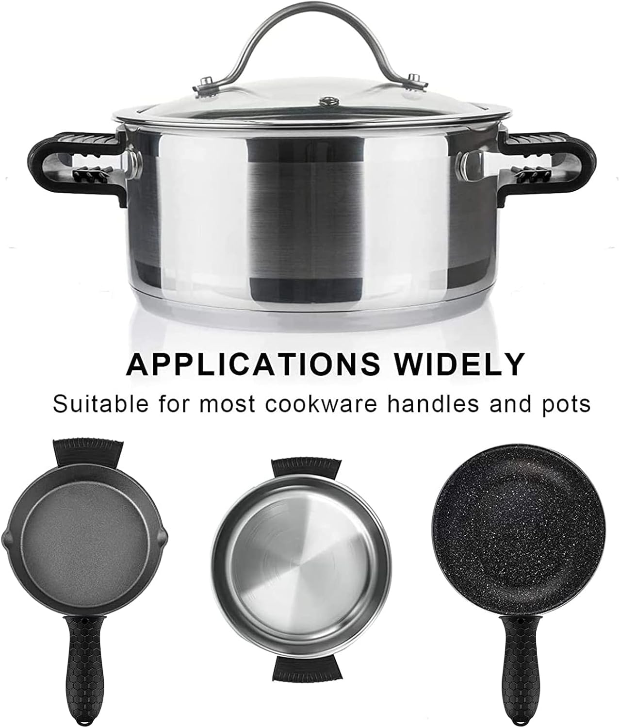 8 Pcs Non-Slip Silicone Hot Handle Holder & Assist Grips, Potholder for Cast Iron Skillets, Heat Resistant Handle Cover Sleeve for Frying Pans, Casserole, Cookware Handles, Lake Blue