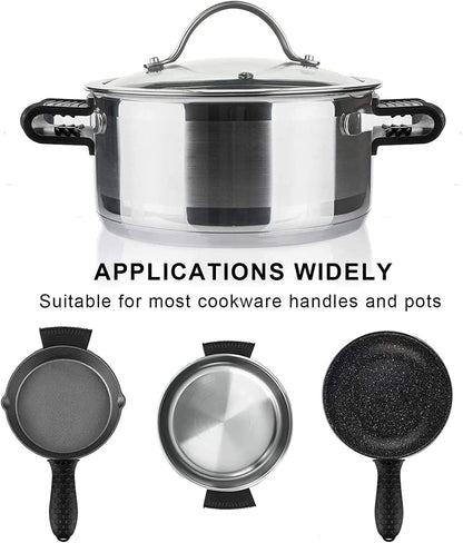 8 Pcs Non-Slip Silicone Hot Handle Holder & Assist Grips, Potholder for Cast Iron Skillets, Heat Resistant Handle Cover Sleeve for Frying Pans, Casserole, Cookware Handles, Lake Blue