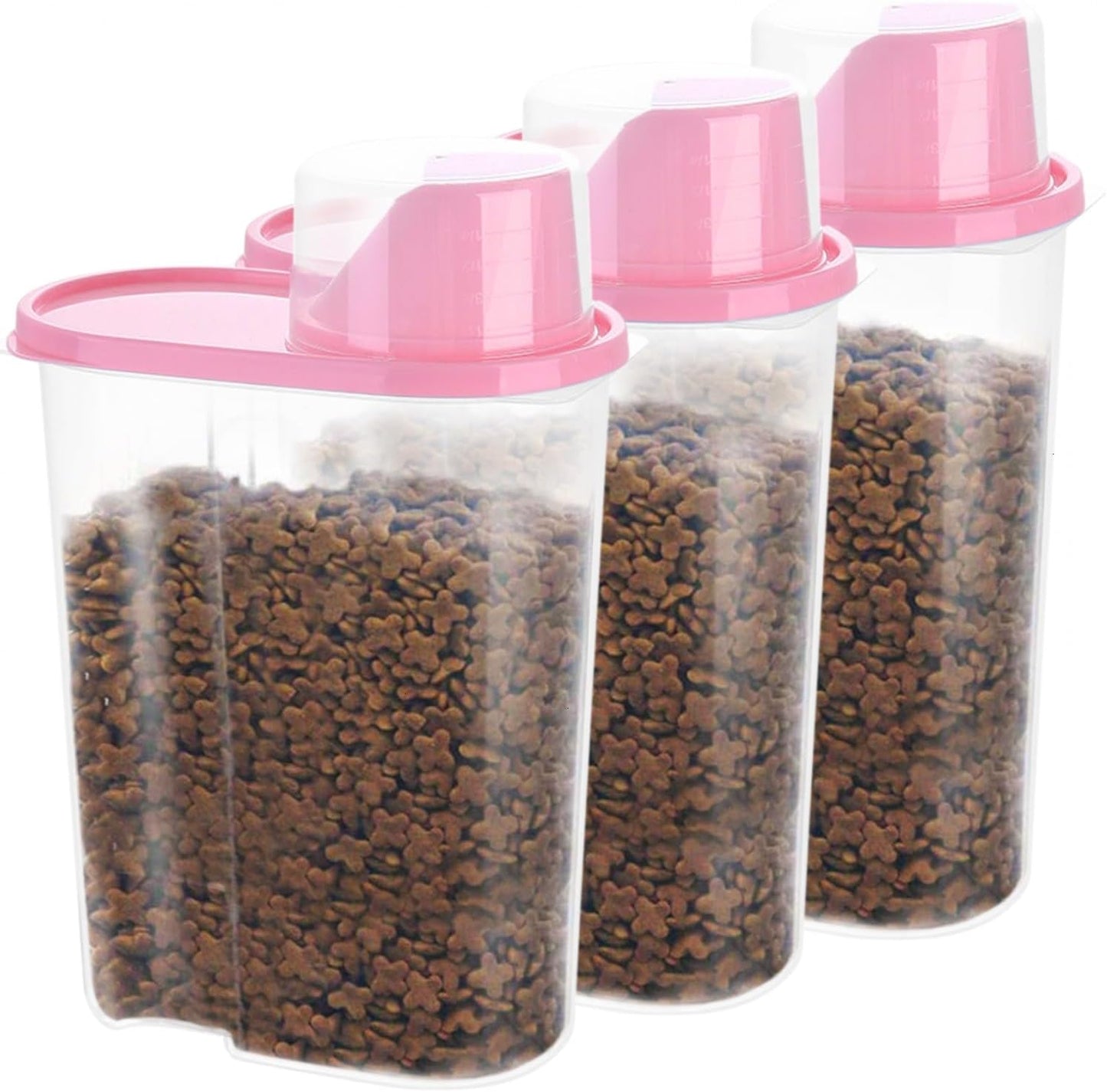 SenseYo Pet Food Storage Container 2lb 2.5L Translucent Cat Dog Food Storage Container Dispenser with Measuring Cup Pour Spout Sealed Cover for Pets (Pink 1pcs)