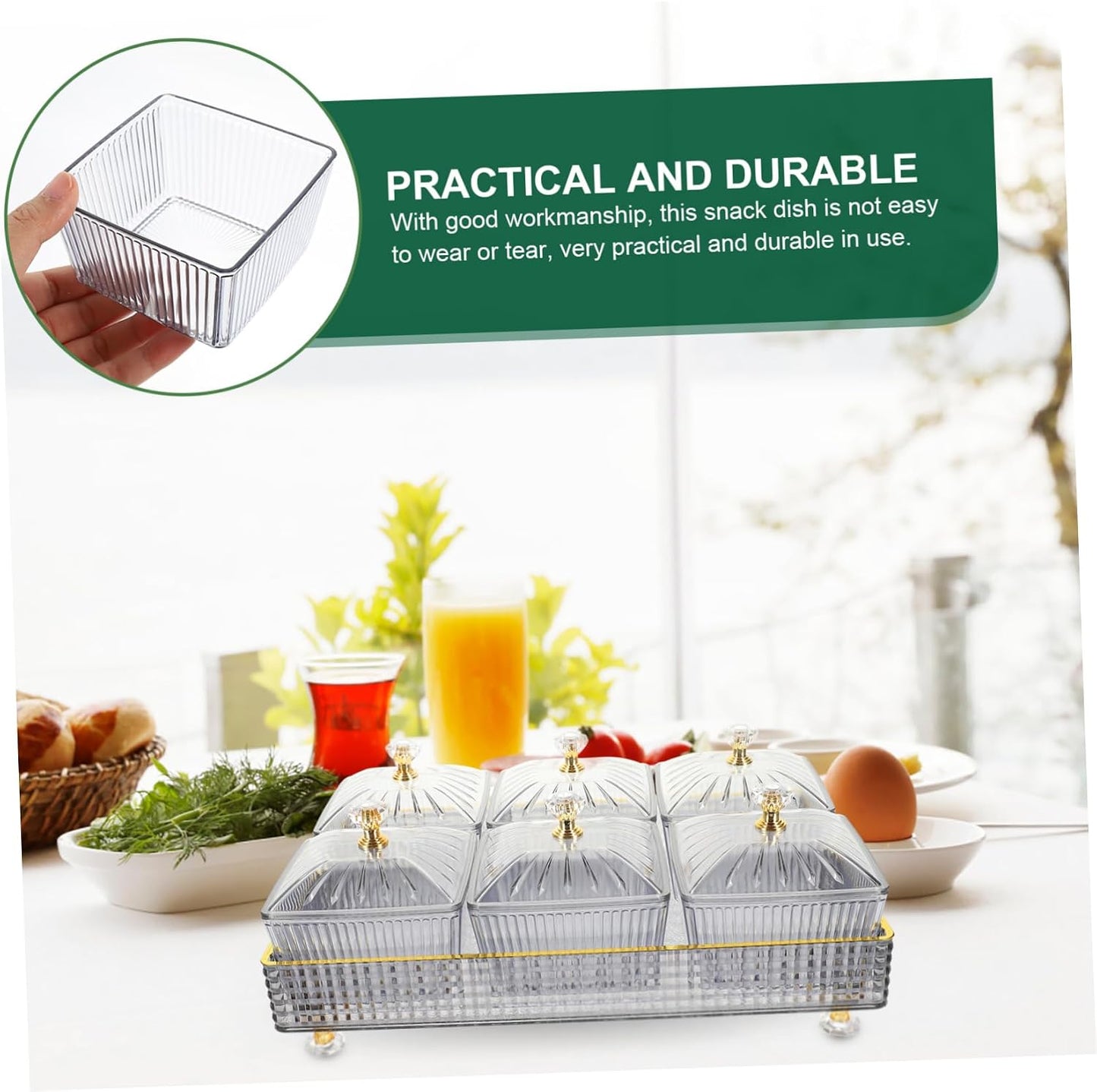Didiseaon Compartment Snack Platter Lids Relish Serving Tray Fruit Nut Tray Decorative Serving Dish Party Accessory