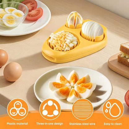 3-in-1 Egg Slicer for Hard Boiled Eggs, with Cleaning Brush