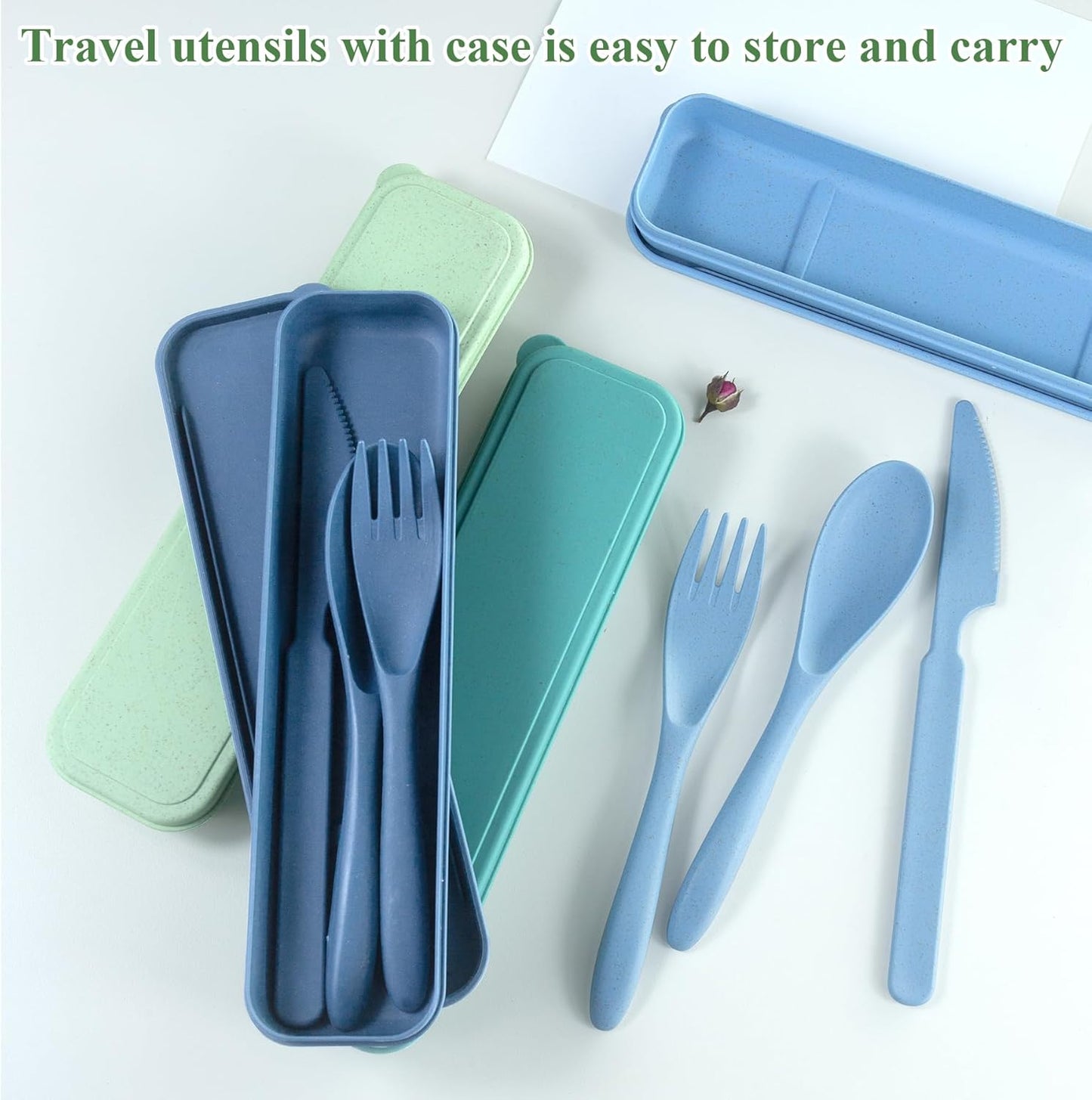 4 Sets Reusable Utensils Set with Case, Travel Utensils with Case, Reusable Utensils for Lunch Box Accessories, Portable Lunch Utensils Set for Travel Daily Use