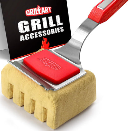 GRILLART Grill Brush Bristle Free, Replaceable BBQ Cleaning Pad (No Handle), Safe Replacement Cleaning Pad/Head for Cast Iron/Stainless Steel Grates - Red