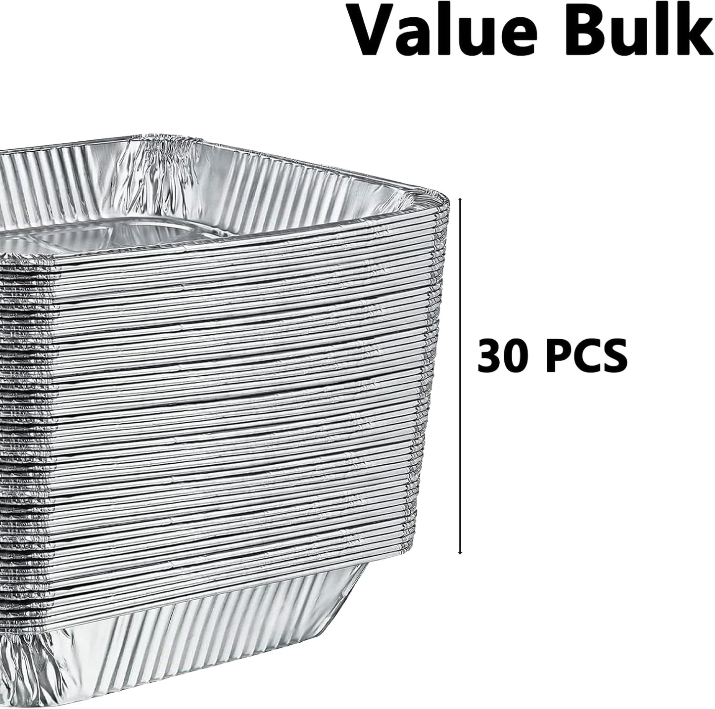 NO Lids 30 Pcs 9x13 Aluminum Pans Disposable Baking Pans, Heavy Duty Aluminum Trays,Aluminum Baking Pans for Holiday Cooking,Half Size Tin Foil Pans for Meal Prep,Roasting,Heating,Freezing Food