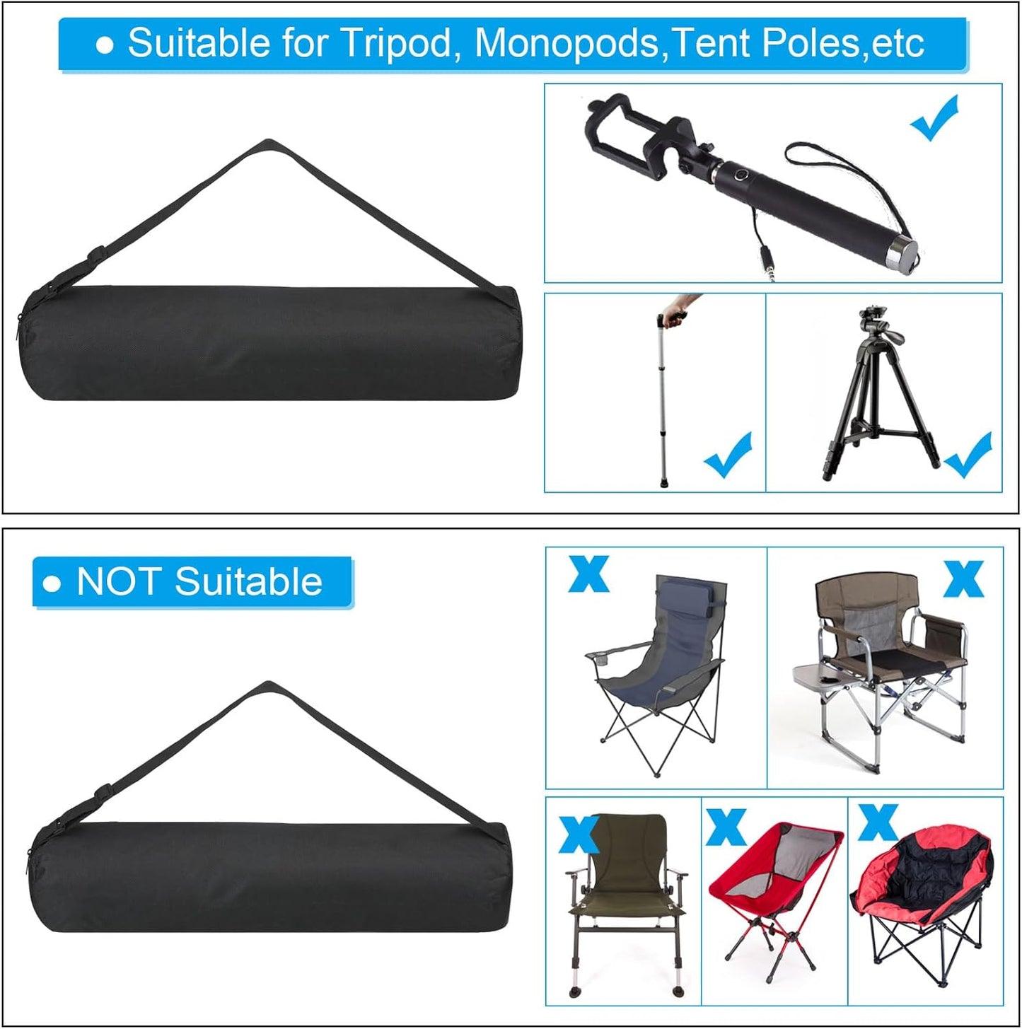 PATIKIL 32x4x4 Inch Grill Storage Tool Bag, Grilling Tools BBQ Bag for Grill Utensil Storage 600D Oxford Foldable Tripod Carry Bag with Adjustable Shoulder Strap for Outdoor Camping
