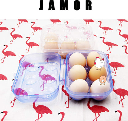 JAMOR 6 Grid Egg Storage Box Refrigerator Crisper Egg Protection Box Portable Egg Carriage Container For Camping Picnic Essential (Blue)