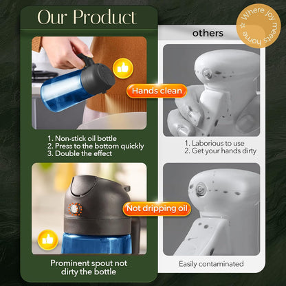YARRAMATE 16oz/470ml Light-Blocking Dark Oil Sprayer for Cooking (Black)