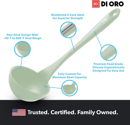 DI ORO Silicone Ladle - Soup & Serving, 600F Heat Resistant, Black