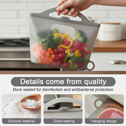 3-Piece Silicone Food Storage Containers Set Leakproof Reusable Kitchen Pantry Freezer Organization Stackable(Transparent)
