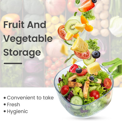 Colander Strainer Fridge Organizer Storage Container with Switchable Lid, Fruit Veggie Wash Basket and Draining Bowl, Single Vegetable Keeper Bin for Refrigerator