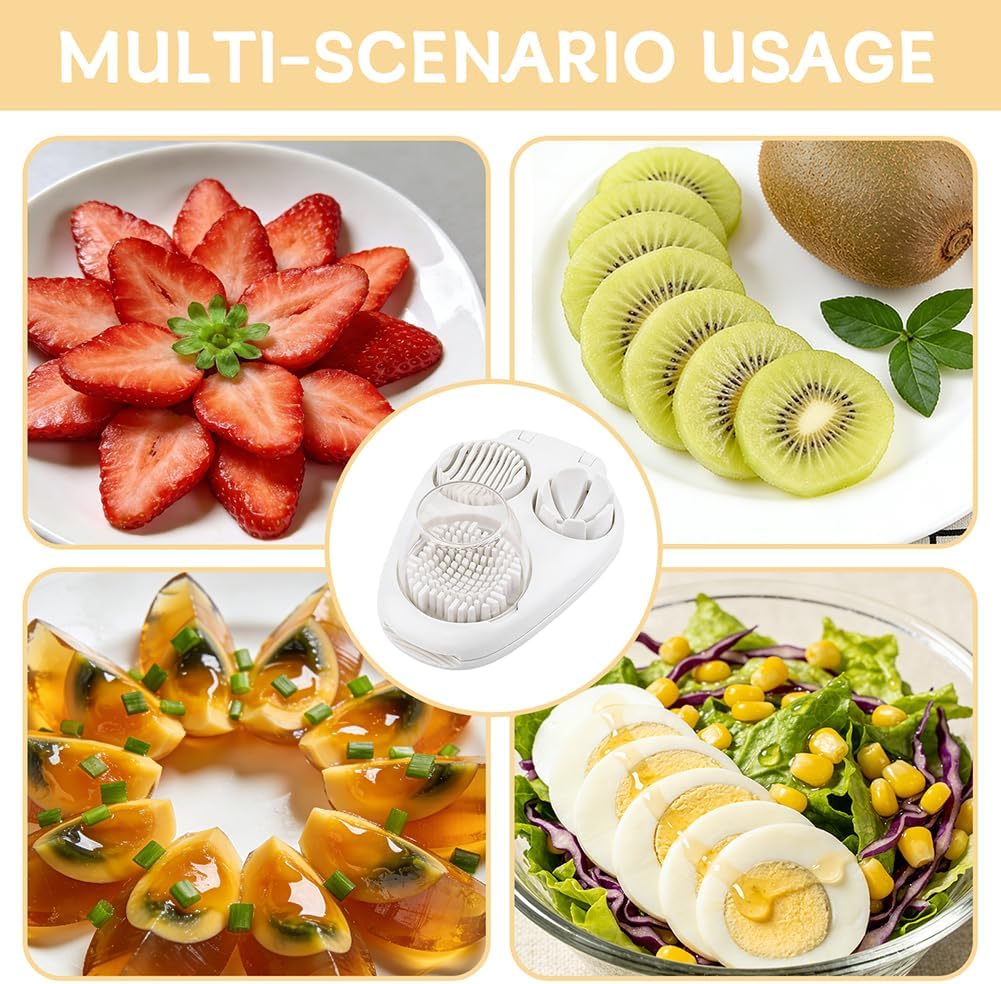 3-in-1 Egg Slicer for Hard Boiled Eggs, 3 Slice Modes Egg Cutter Dicer