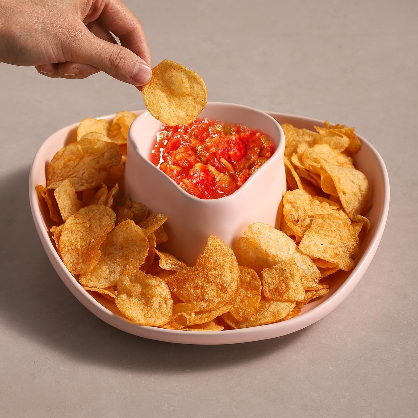 Chip and Dip Serving Set Bowl Cowboy Hat Chips and Salsa Serving Dish.10.6 x 11.6 x 3.5 in White