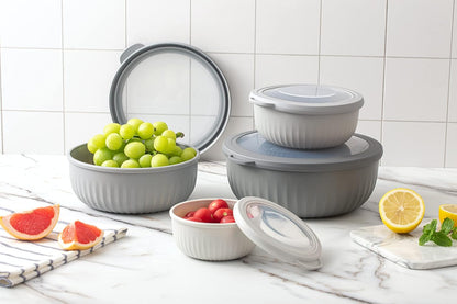 COOK WITH COLOR Prep Bowls with Lids- Wide and Deep Nesting Plastic Small Mixing Bowl Set with Lids, 8 Piece Set - Wide Bowls, Blue