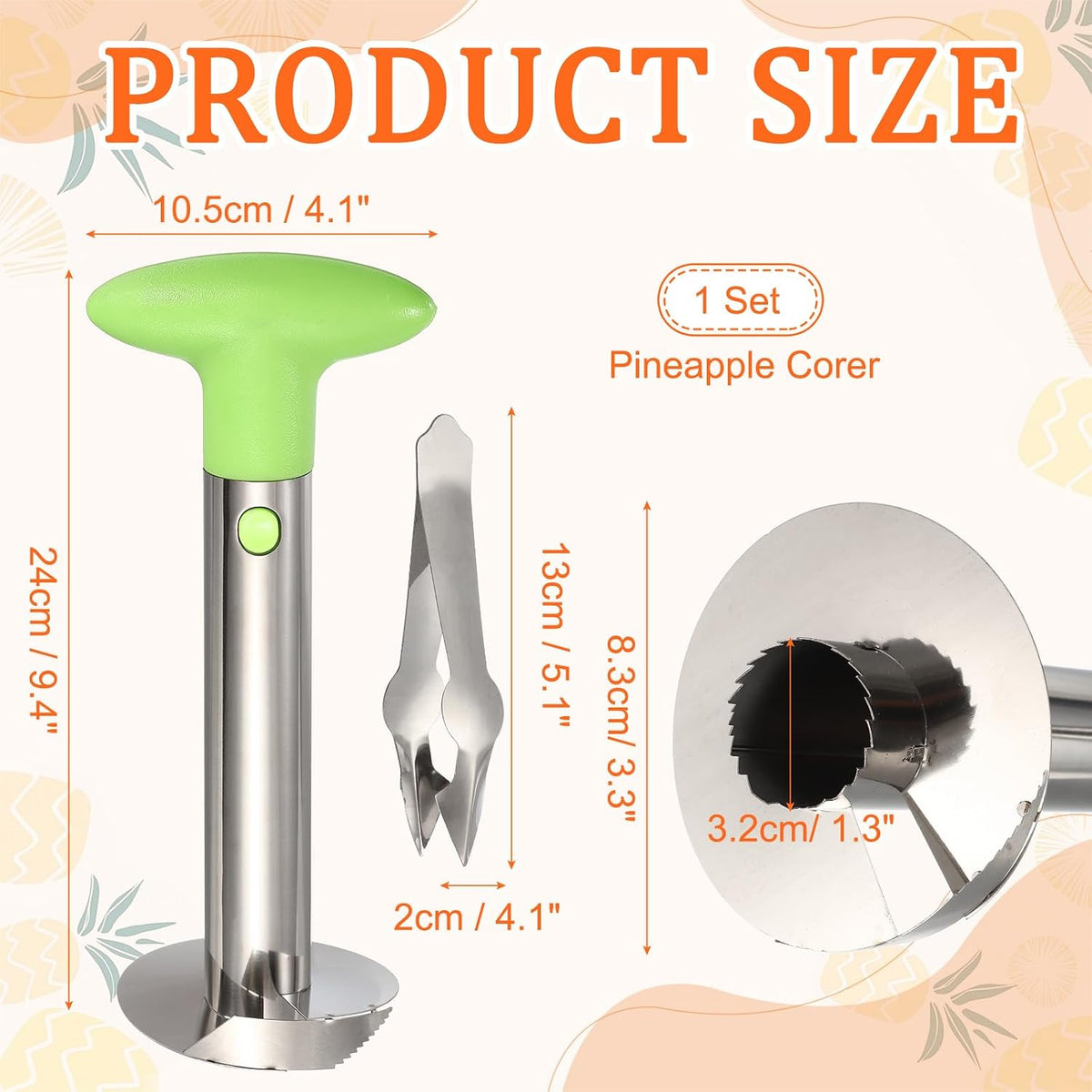 uxcell Pineapple Corer and Slicer Set 9.4x4.1" Stainless Steel Light Purple
