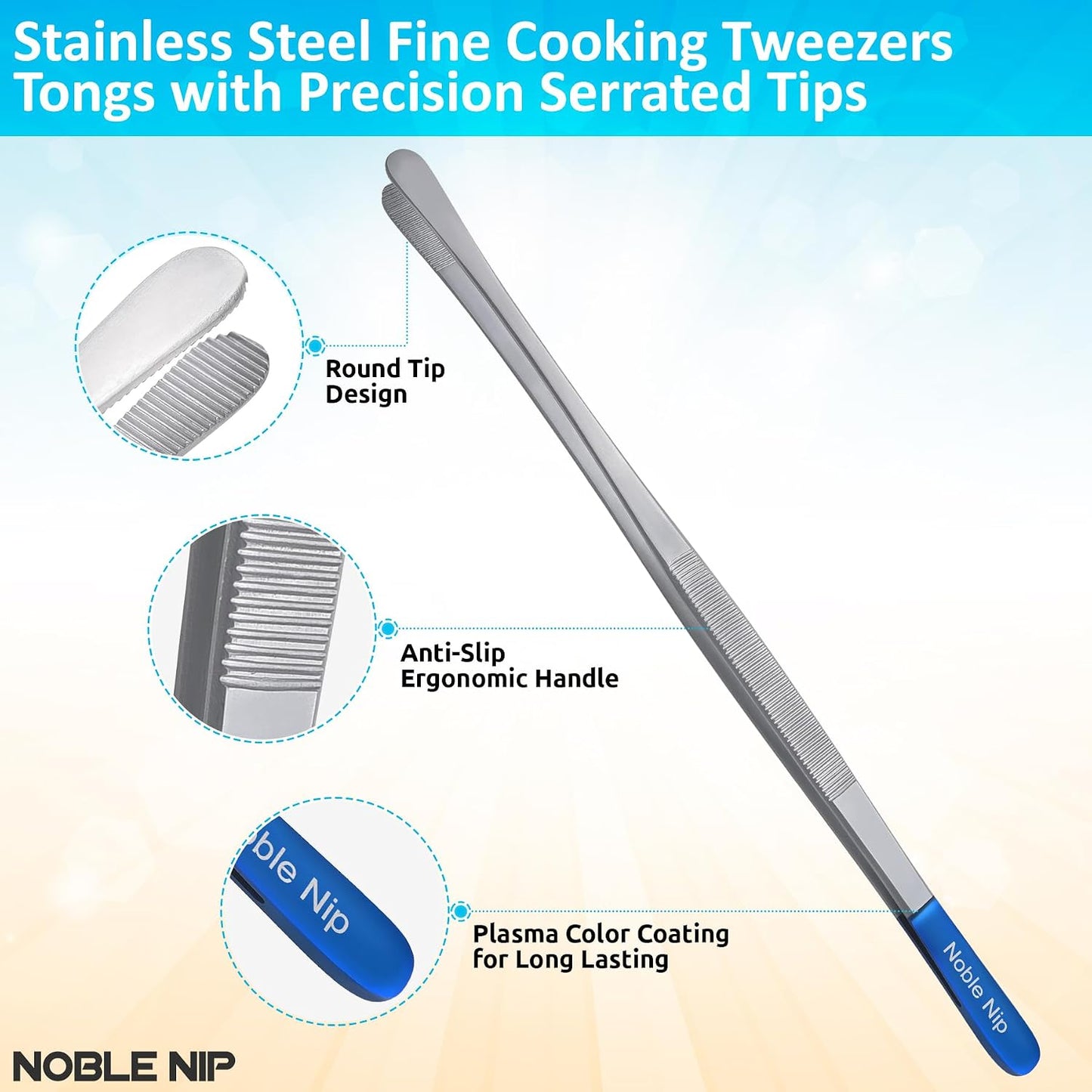Kitchen Tweezers Stainless-Steel Cooking Tweezers Japanese Made Premium Serving Tongs with Precision Serrated Tips Food Grade Chef Tweezers for Grill Pasta & Salad Kitchen Cooking Tongs.