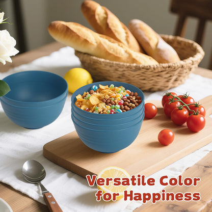 Wrova Wheat Straw Bowls for Kitchen set of 6,Anti-Scald Thick Soup Bowls 40oz,Microwave and Dishwasher Safe Bowl Sets, Unbreakable Cereal Bowl Sets. Vibrant Series