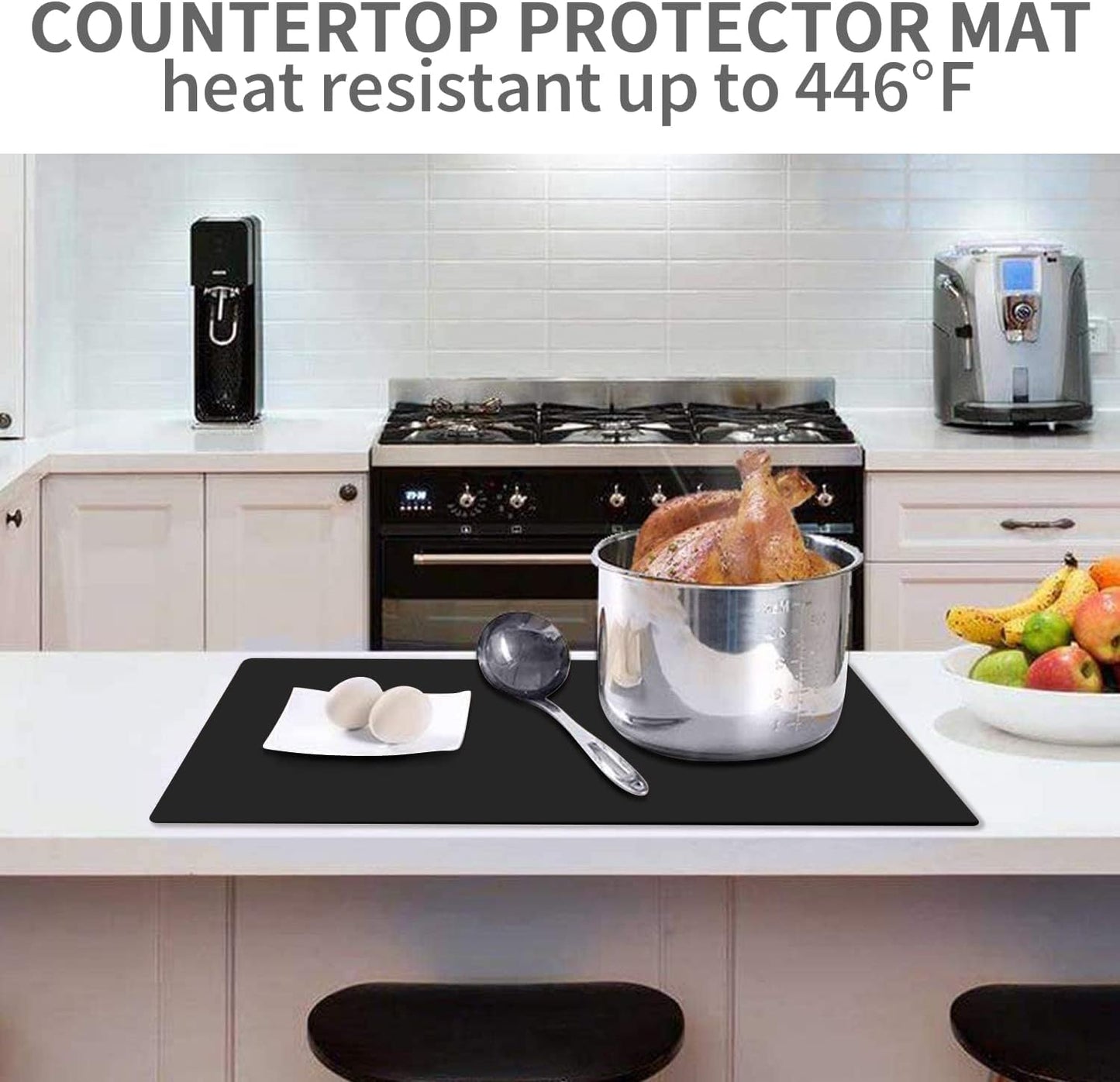 Extra Large Dark Green Countertop Mat - Silicone Table Kitchen Desk Mat - Non-Slip & Heat Resistant - Dinner Placemat Pastry Dough Rolling Mat - Colors A