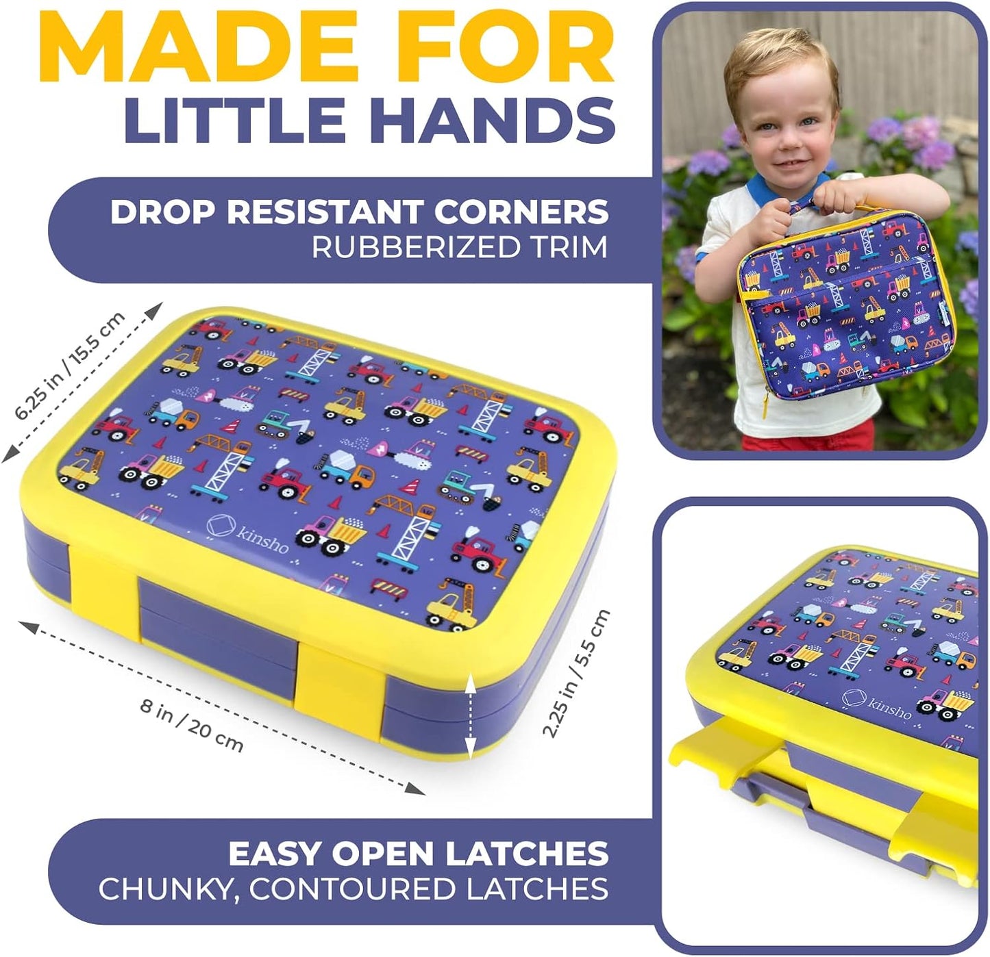 Bento Box with Stainless Steel Thermo, Insulated Lunch Bag, Ice Pack Set for Kids - 5 Compartments, Lunches or Snack Container for Girls, Toddlers Daycare Pre-School, Kindergarten Purple Unicorn