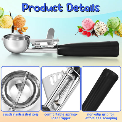 Reallnaive Ice Cream Scooper with Trigger, 4 oz, Gray