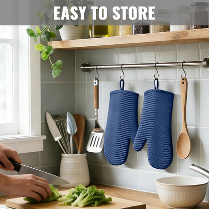 Yutat Silicone Oven Mitts - Oven Mitts and Pot Holders Sets Made of Non-Slip & BPA-Free Silicone, High Heat Resistant 500 Degrees, Perfect for Kitchen Cooking Baking BBQ, Peak Green