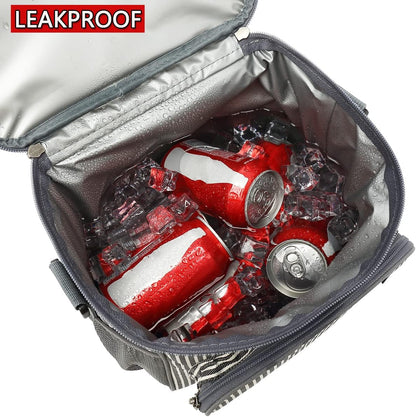 FlowFly Insulated Reusable Lunch Bag Adult Large Lunch Box for Women and Men with Adjustable Shoulder Strap,Front Zipper Pocket and Dual Large Mesh Side Pockets,Cherry - Colors A
