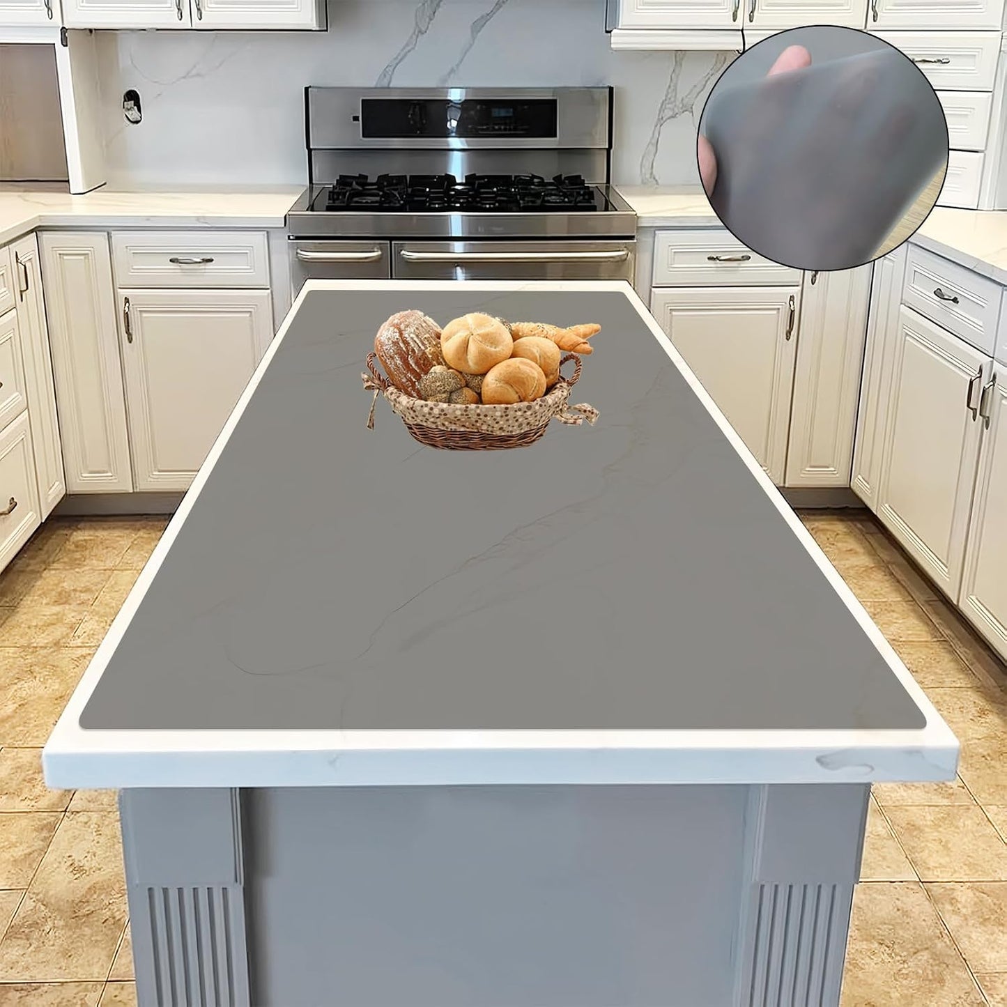 Extra Large Silicone Mat 78.7''x23.6''(200cmx60cm), Large Silicone Mats for Kitchen Counter, Multipurpose Heat Resistant Mat, Waterproof Placemat for Countertop Protector, Black