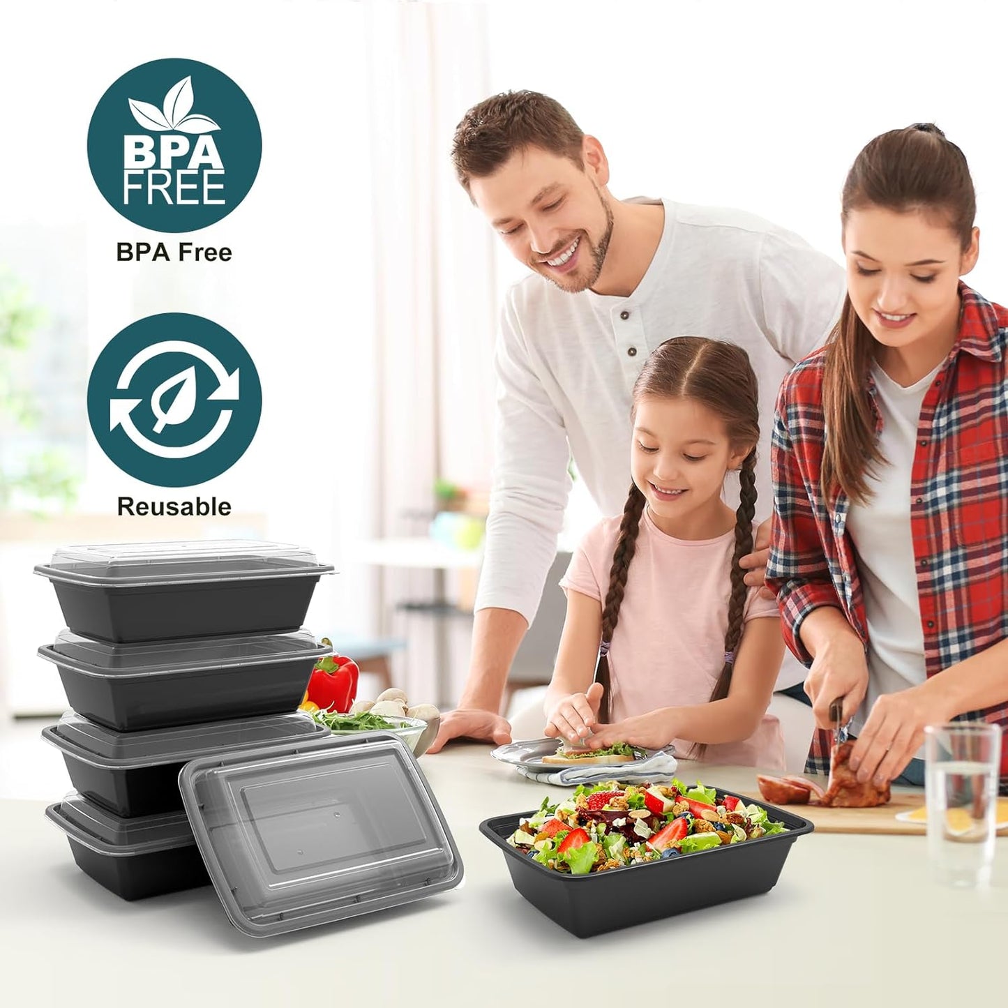 WGCC Meal Prep Containers, 50Pack [38OZ] Food Storage Containers With Lids, Reusable Food Prep Containers, To Go Containers With Lids, BPA-free, Stackable, Microwave/Dishwasher/Freezer Safe