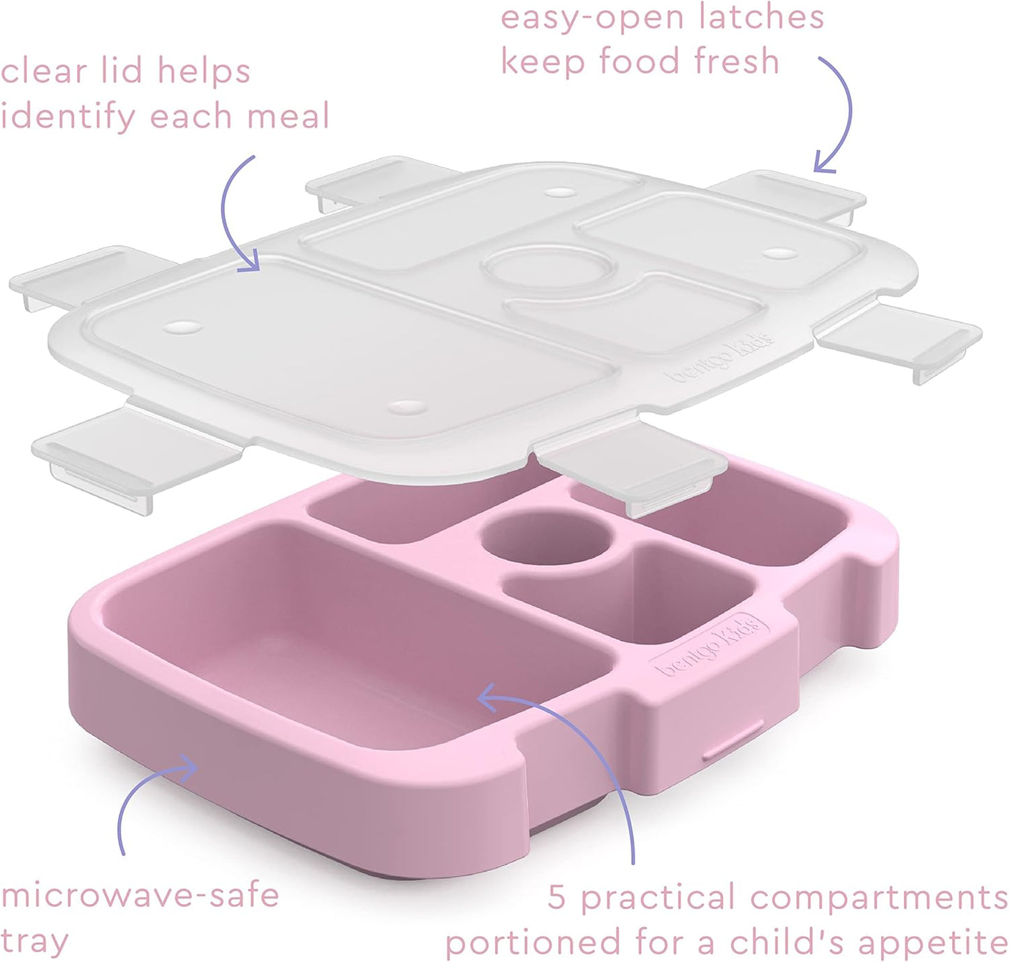Bentgo® Kids Prints Tray with Transparent Cover - Reusable, BPA-Free, 5-Compartment Meal Prep Container with Built-In Portion Control for Healthy Meals At Home & On the Go (Mermaids in the Sea)