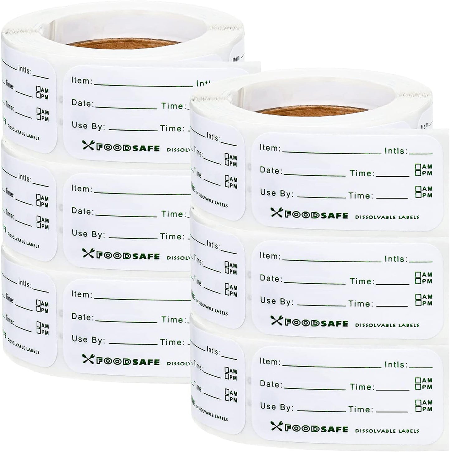 Outus 1500 Pieces Removable Food Labels for Containers 1 x 2 Inch Date Stickers Waterproof Food Storage Freezer Tape Roll Easy Write Clean Oil Resistant for Restaurant Kitchen Home Meal Prep