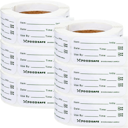 Outus 1500 Pieces Removable Food Labels for Containers 1 x 2 Inch Date Stickers Waterproof Food Storage Freezer Tape Roll Easy Write Clean Oil Resistant for Restaurant Kitchen Home Meal Prep