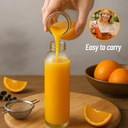 Glass Juice Bottles with Lids 10 oz, 6 Pack Reusable Small Glass Bottles with Stainless Steel Caps & Straws, BPA-Free Leak proof Juice Bottle Containers for Juicing, Milk, Smoothies & Fridge