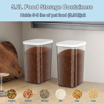 LEAWALK 10Lbs/10.57Qt Airtight Dog Cat Food Storage Container and Dog Treat Containers BPA-Free, PET Clear Stackable Pet Storage Bin, Pop Top, 1-Cup Scoop for Pet Food/Rice/Flour/Bread/Grains