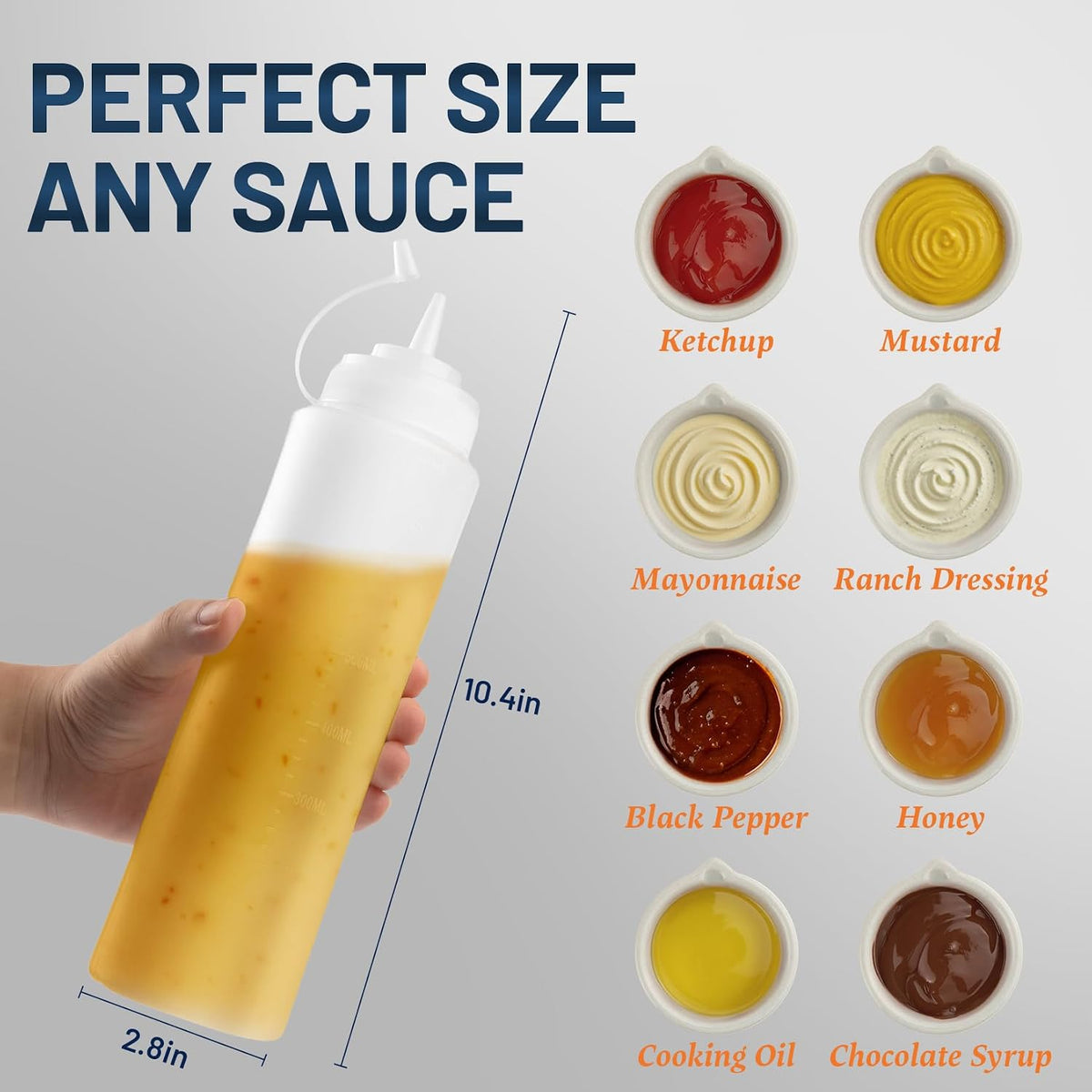 8oz Squeeze Bottles, Sauce Bottles, Squirt Bottle, Salad Dressing Bottle