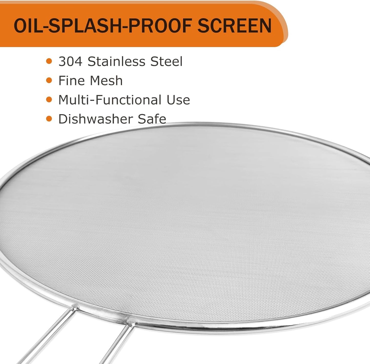 Stainless Steel Splatter Guard, 13-Inch Silver Grease Splatter Guard for Frying Pan, Cooking Pots, and Skillets - Ideal for Kitchen and Dining Room Use