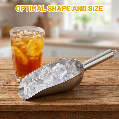 Ice Tongs for Ice Bucket and Ice Cube Scoop Set, 2-Piece Stainless Steel Ice Bucket Accessories for Freezer and Party Serving, Compact Storage with Metal Hanging Ring for Wall Mount or Bar Tools