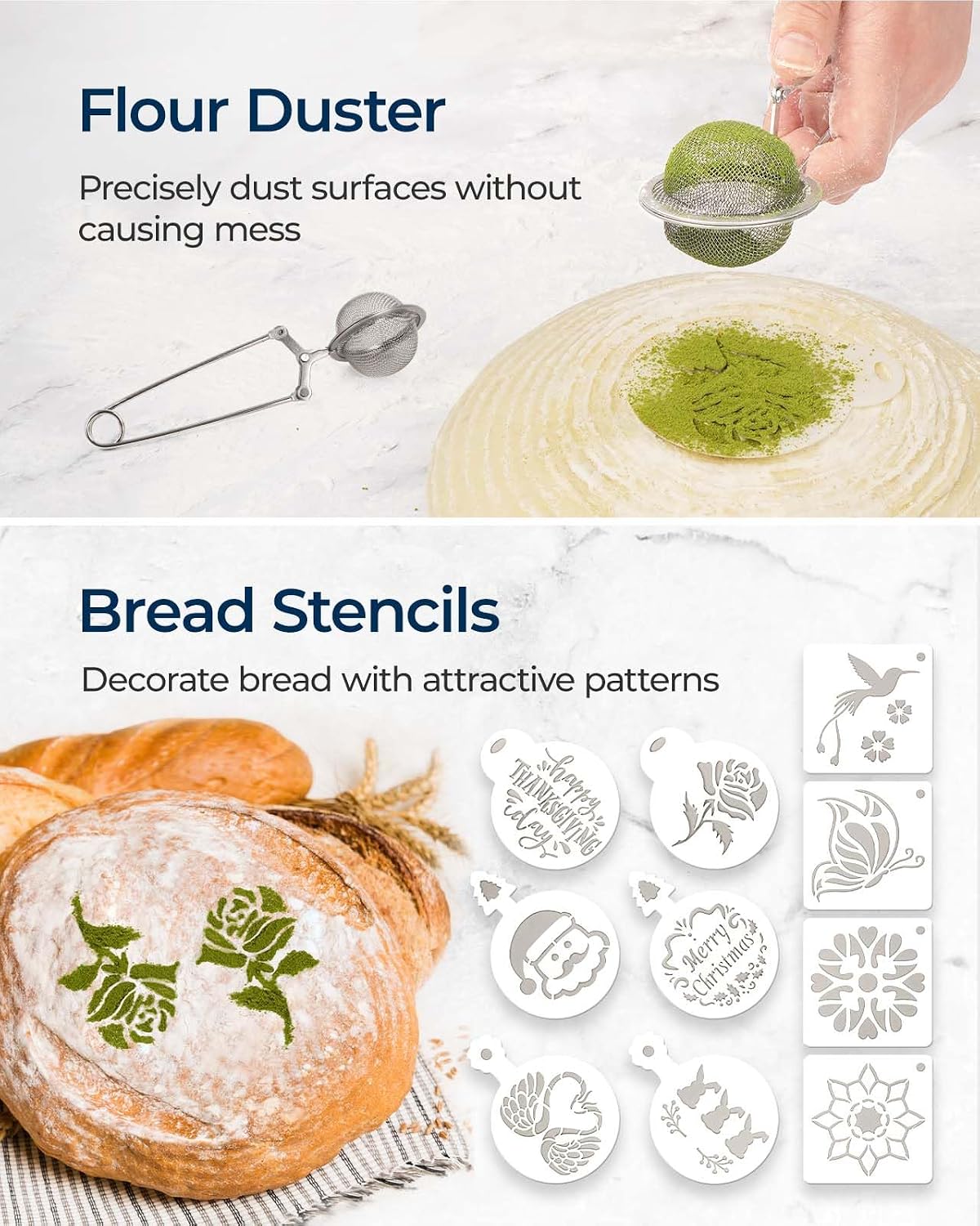 Banneton Proofing Basket Set, Sourdough Bread Baking Supplies (Plastic)